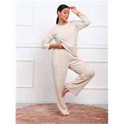 Костюм женский махровый с брюками палаццо КЖ017 (Бежевый)