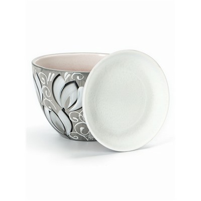 Горшок для цветов «Крокус», 1.65 л, d=16 см, h=11.5 см, керамический, с поддоном, серый