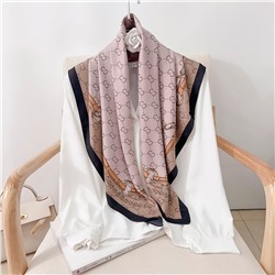 Платок шелковый на голову и шею весенний, мультицвет