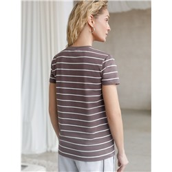 Базовая футболка в полоску полуприлегающая из премиального хлопка с эластаном