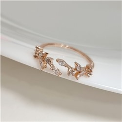 Кольцо разъемное ювелирная бижутерия коллекция "Дубай", р-р 16-18, покрытие позолота, вставка: фианиты, цвет: прозрачный, арт.219.406