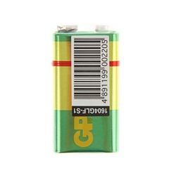 Батарейка солевая GP Greencell Extra Heavy Duty, 6F22-1S, 9 В, крона, спайка, 1 шт.