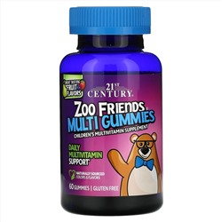 21 Century, Zoo Friends, мультивитамины, фрукты, 60 жевательных таблеток