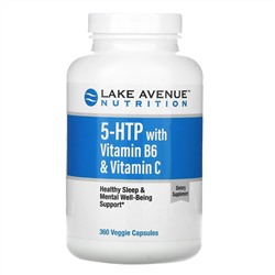 Lake Avenue Nutrition, 5-гидрокситриптофан с витамином B6 и витамином C, 360 вегетарианских капсул