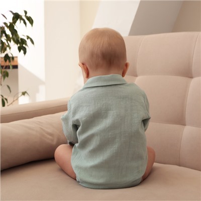 Боди-рубашка для мальчика MINAKU, серо-зелёное, рост 62-68 см