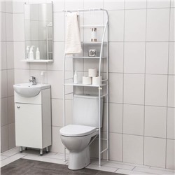 Стеллаж над унитазом со штангой для сушки, 47×25×175 см, белый