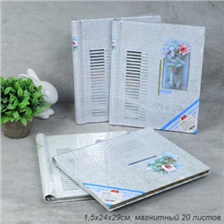 Фотоальбом магнитный 20 листов 3D цветок / 9821W /уп 40/микс 4 вида