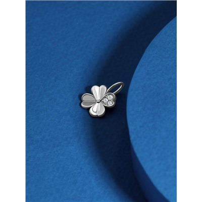 Подвеска из серебра с фианитами родированная - Клевер, четырёхлистник 925 пробы п-125р200