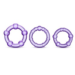 Набор из 3 фиолетовых эрекционных колец Stay Hard Beaded Cockrings