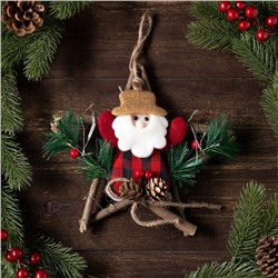 Светодиодная фигура «Звезда с Дедом Морозом» 19 см, пластик, батарейки CR2032×2 (в комплекте), свечение тёплое белое