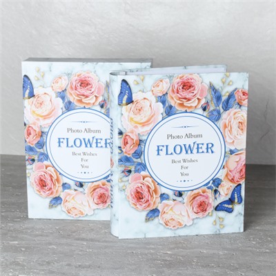 Фотоальбом 200 фото 10х15 Цветы / 9341 /уп 36/ (Голубой)