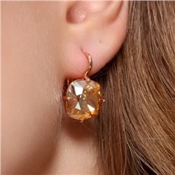 Серьги с кристаллом под Swarovski ювелирная бижутерия коллекция "Дубай" покрытие позолота, вставка: стекло, цвет: шампань, арт.414.697