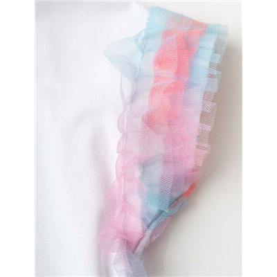 Комплект трикотажный для девочек: джемпер (футболка), юбка-шорты