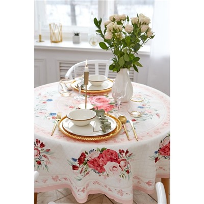 Скатерть круглая «Этель. Розы», d=160 см, 100 % хлопок, саржа 190 г/м²