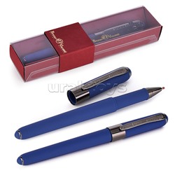 Ручка в футляре "MONACO" шариковая 0.5мм, синяя (синий корпус, красная коробка)