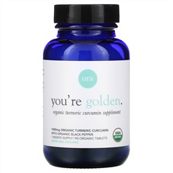 Ora, You're Golden, Organic Turmeric Curcumin Supplement, 1,500 mg, 90 Organic Tablets