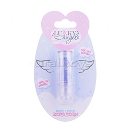 Блестящая помада Lukky Angel Magic Crystal меняющая цвет на розовый, цвет фиолетовый с блестками, с ароматом винограда, 3,4 гр, блистер