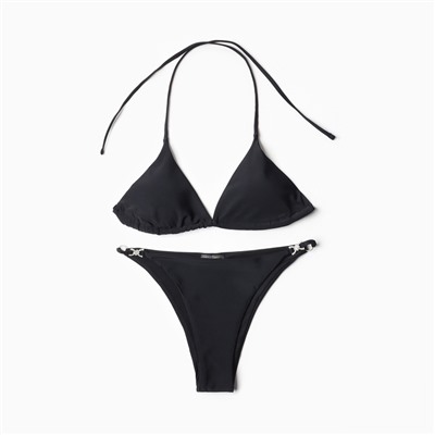 Купальник раздельный с блестящими вставками женский MINAKU, размер 42, чёрный