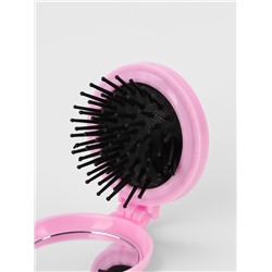 Расчёска массажная LOVE, складная, с зеркалом, d=6.5 см, МИКС