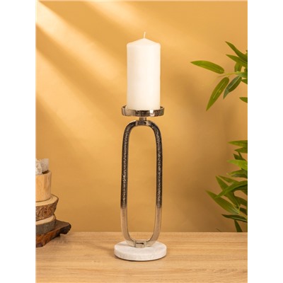 Подсвечник «Эллипс», 10×10×30 см, d=7.5 см, алюминий, мрамор