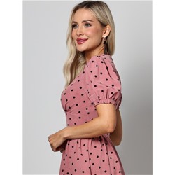 Платье с оборкой в горошек