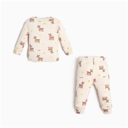 Костюм детский (джемпер, брюки) «Крошка Я» Merry Xmas, рост 80-86 см, бежевый