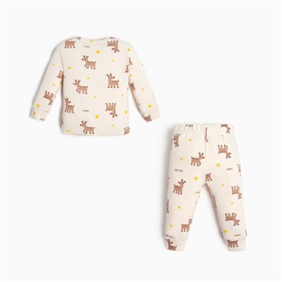 Костюм детский (джемпер, брюки) «Крошка Я» Merry Xmas, рост 80-86 см, бежевый