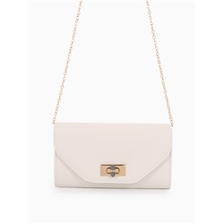 УЦЕНКА Сумка жен 24×4.5×11 см, отд на клапане, дл ремень цепь, белый