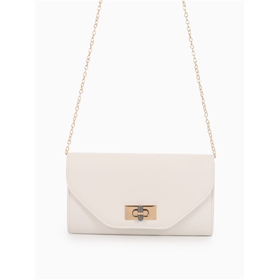 УЦЕНКА Сумка жен 24×4.5×11 см, отд на клапане, дл ремень цепь, белый