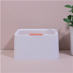 Органайзер для ватных палочек и дисков, с крышкой, 2 секции, 14.5×13×8 см, цвет белый/прозрачный