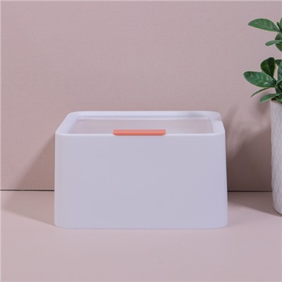 Органайзер для ватных палочек и дисков, с крышкой, 2 секции, 14.5×13×8 см, цвет белый/прозрачный