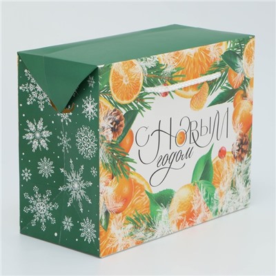 Пакет-коробка подарочный новогодний «С Новым годом», 23×18×11 см