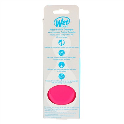 Wet Brush, мини-расческа для облегчения расчесывания, розовая, 1 шт.