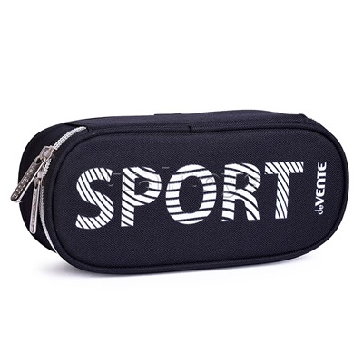 Пенал "Sport" 21x8x5 см, овальный для 50 предметов, с внутренним органайзером-створкой, текстильный с объемной печатью, на молнии