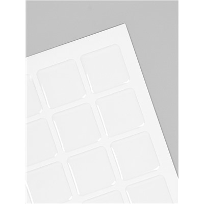 Стикеры эпоксидные прозрачные заготовки 3D 100 шт 2,5 x 2,5 см + самоклеящаяся бумага