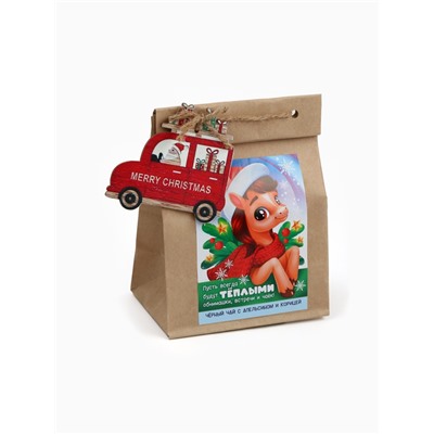 Чай новогодний в крафтовом пакете с игрушкой «Тёплые встречи и чаёк», 50 г