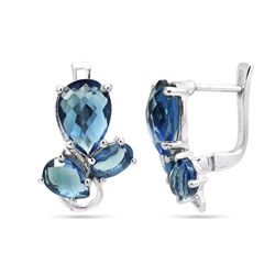 Серьги из серебра танзанит выращ., Феруччо