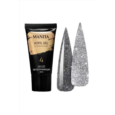 Manita Professional Акриловый гель для ногтей светоотражающий №04, 30 мл KRISTALLER, 1110025