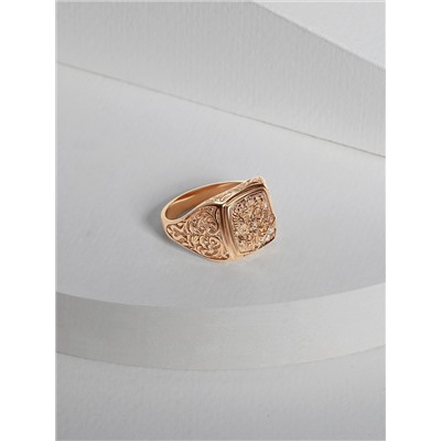 Печатка мужская из золочёного серебра с фианитами Герб 925 пробы 1-123з