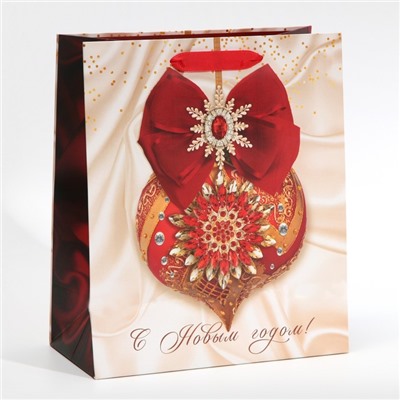 Пакет подарочный новогодний ламинированный «С Новым годом», ML 23×27×11.5 см