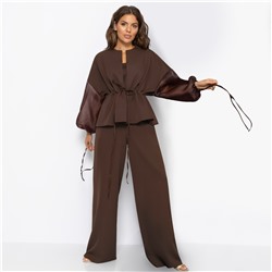 Брючный костюм для эффектных выходов, Серьезная леди (2 в 1, брауни, нью)