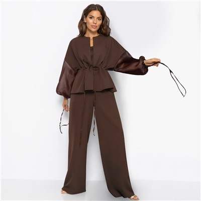 Брючный костюм для эффектных выходов, Серьезная леди (2 в 1, брауни, нью)