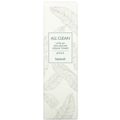 Heimish, All Clean Low pH Balancing Vegan Toner, 150 ml