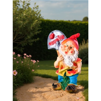 Садовая фигура из гипса «Гном с лопатой ВЕЛКОМ», 70×31×38 см, МИКС