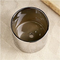 Декоративное кашпо для цветов «Лайт», 11.5×11×11 см, керамическое, серебристое