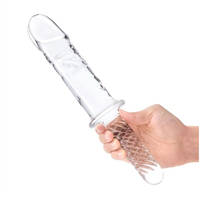 Стеклянный фаллоимитатор с рукоятью 11’’ Girthy Cock Double Ended With Handle - 28 см.