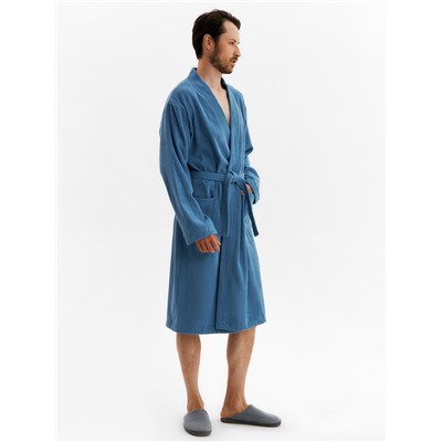 Халат мужской «Экономь и Я», размер 52-54, хлопок 100%, морская волна