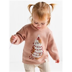 Джемпер вязаный «Крошка Я. Зимний котик», рост 92-98 см, розовый