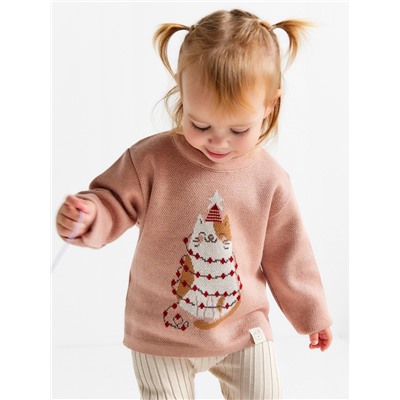 Джемпер вязаный «Крошка Я. Зимний котик», рост 92-98 см, розовый