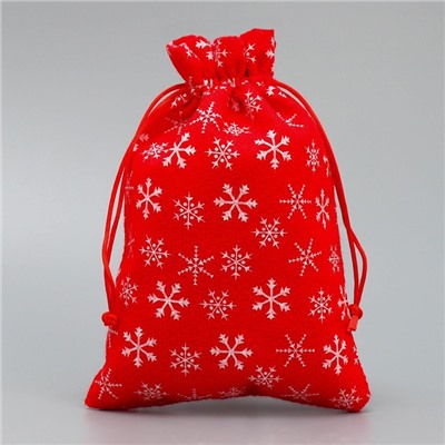 Мешочек подарочный новогодний холща «Парад снежинок», 16×24 см ± 1.5 см